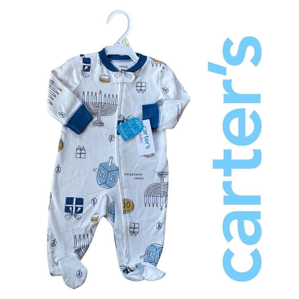 Carter’s Baby Boys & Baby Girls Hanukkah 2 Way Zip Sleep & Play Size 3 Mo NWT